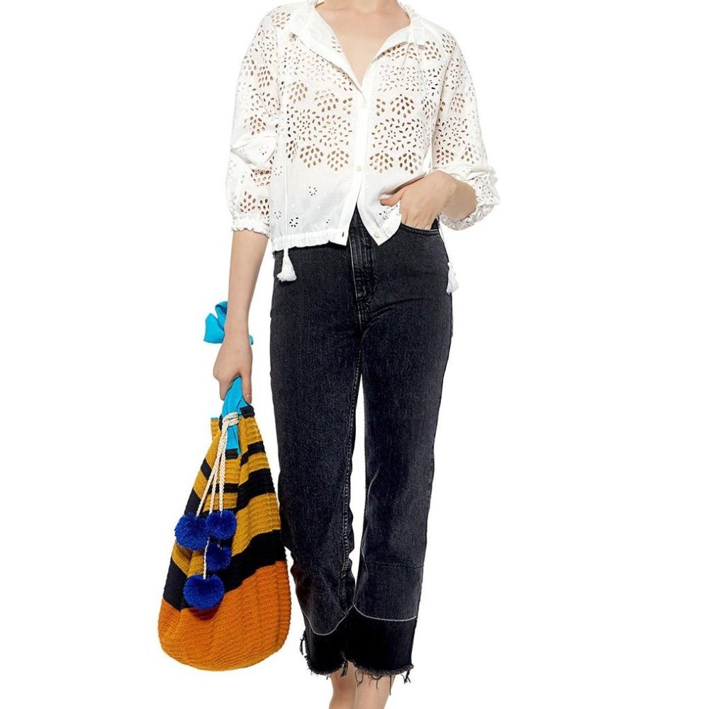 theory maryana vintage eyelet drawstring blouse